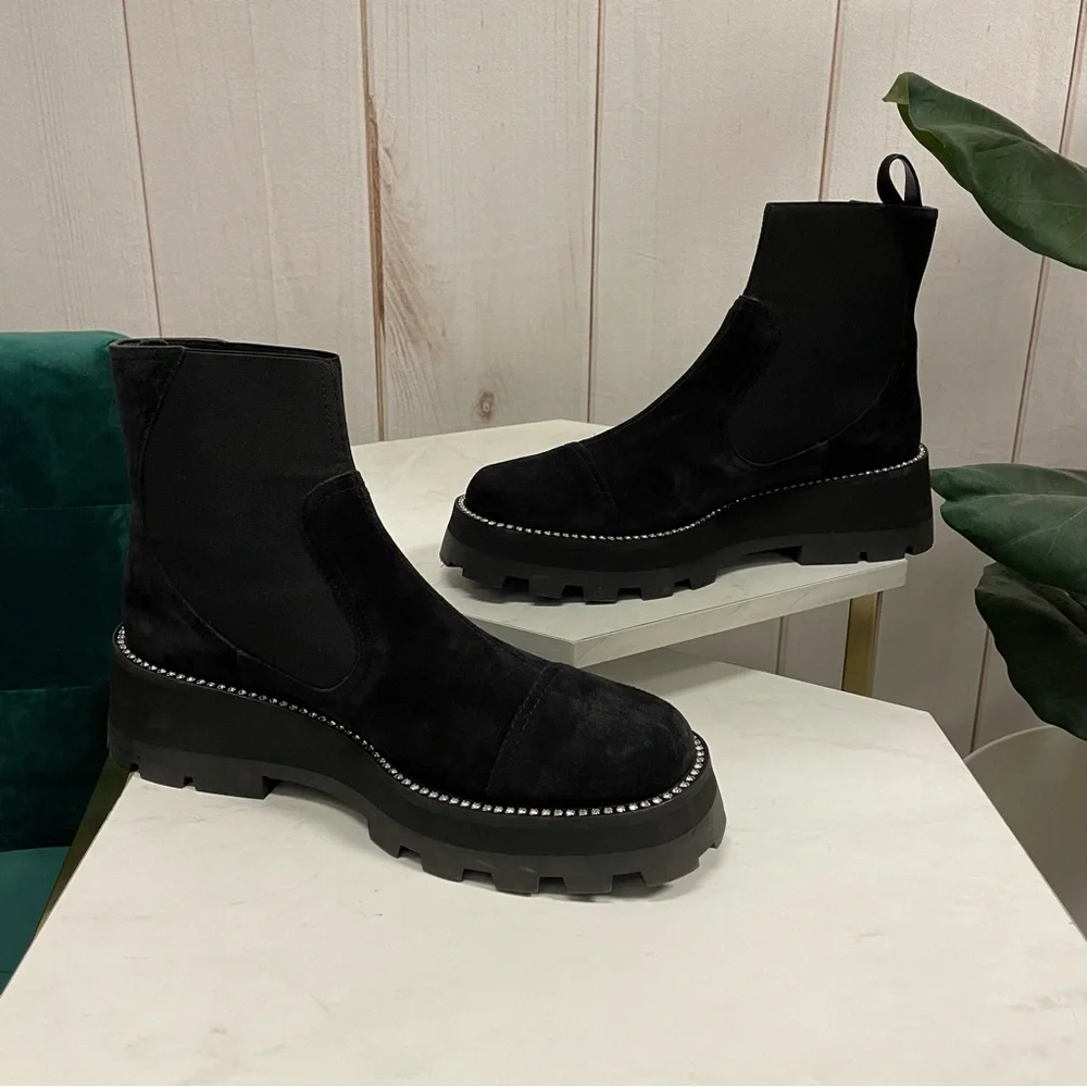 Jimmy Choo Clayton Crystal Embellished Suede Boots - Picture 4 of 10